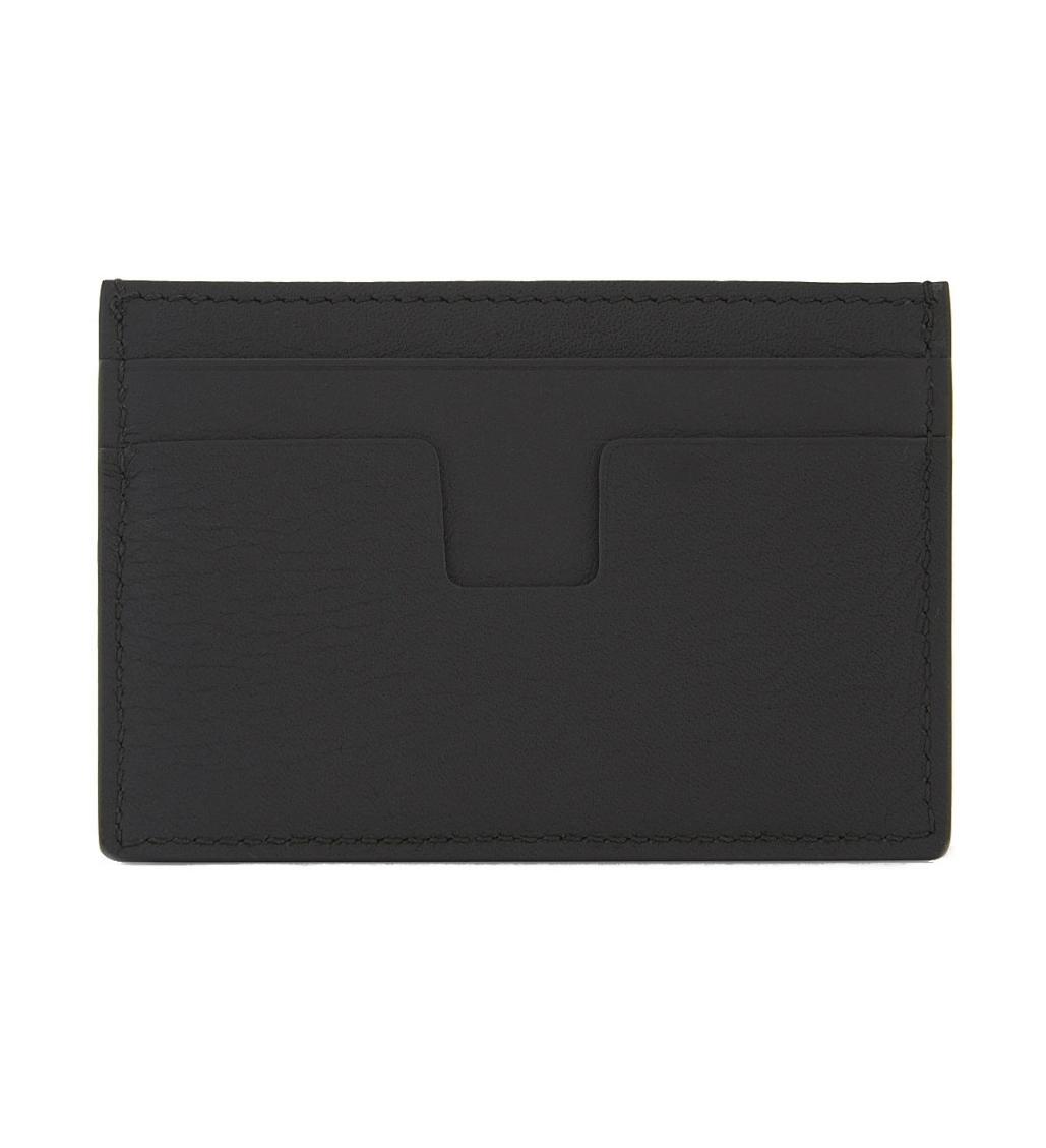 TF Cut Black Grain Leather T Line Card Wallet - Image 3