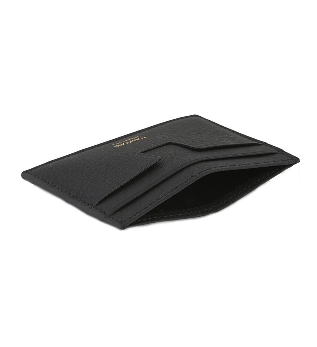 TF Cut Black Grain Leather T Line Card Wallet - Image 5