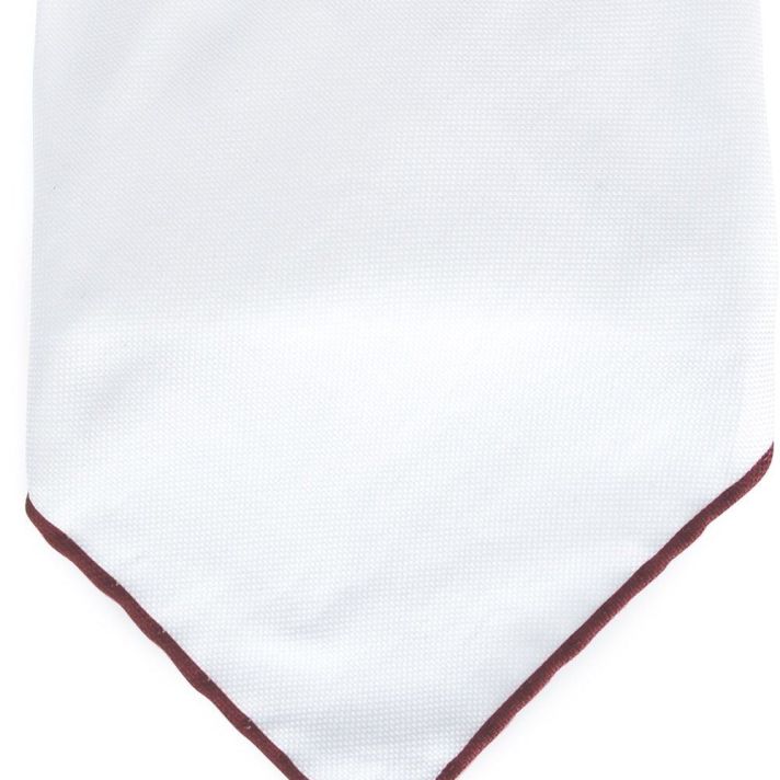 Brunello Cucinelli Men's White Contrast Line Handkerchief/Pocket Square