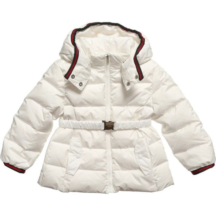 Baby Girls White Belted Down Feather Ski Jacket 9m/12m