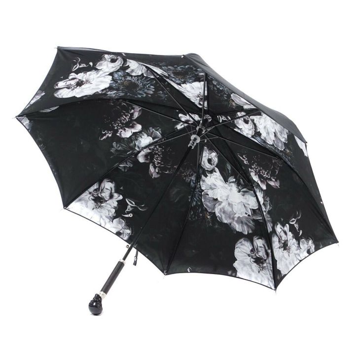 ALEXANDER McQUEEN Dutch Floral Black Skull Handle Umbrella BNWB