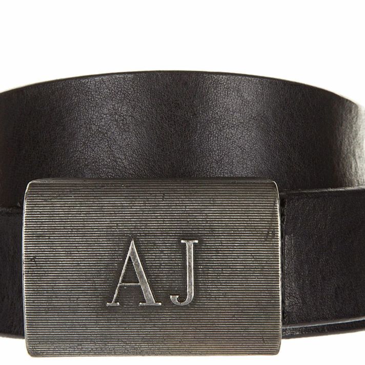 Armani Jeans Hommes Cuir Véritable Neuf Plaque Noir Ceinture Toutes les Tailles[XXL / 105-120]