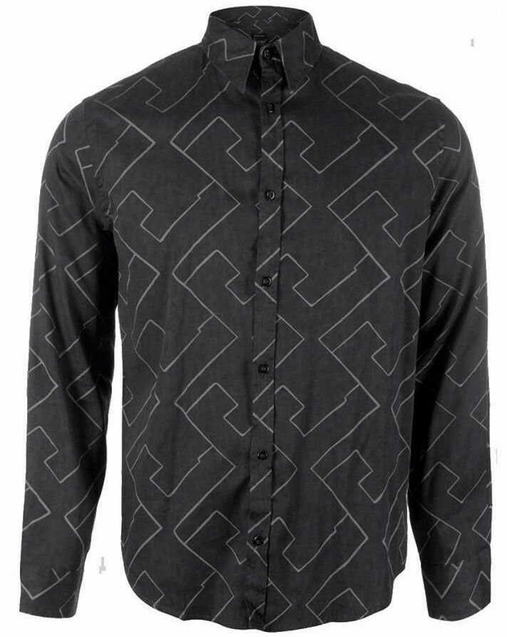 Armani Jeans Mens Grey Multi-Pattern Shirt All Sizes BNWT[2XL]