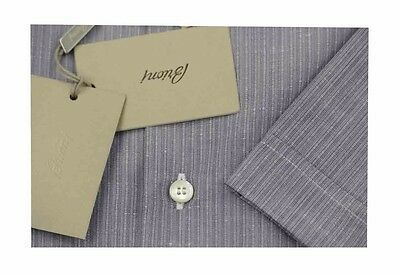 Brioni Mens H/S Dark Grey Stripe Linen Handmade Shirt SZ XXL / EU 43 - UK 17 - Image 3