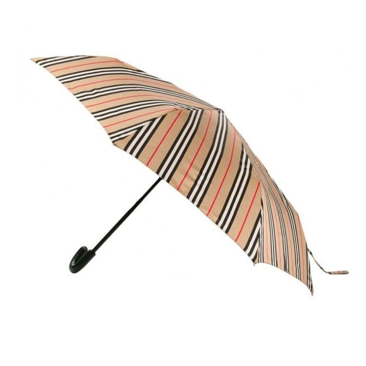 Icon Stripe Beige Folding Umbrella