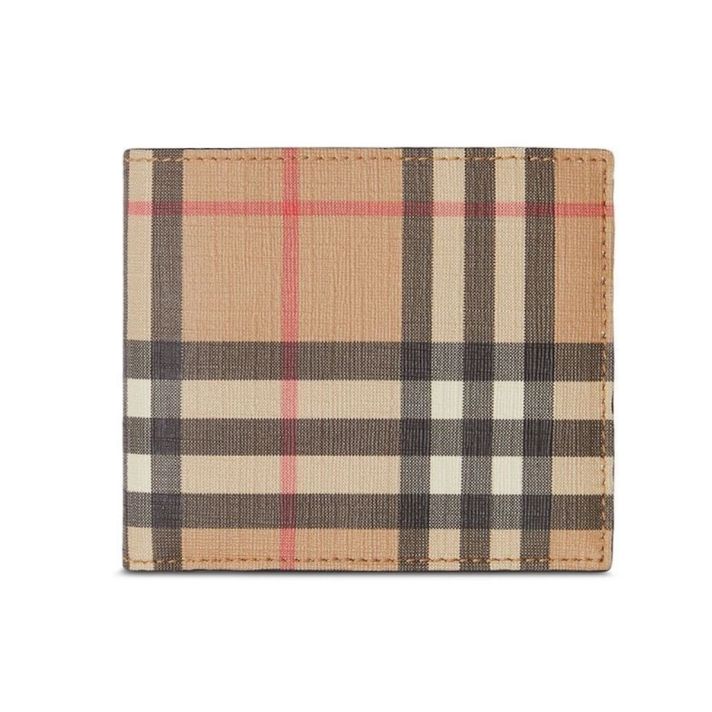 Vintage Check Archive Beige Bifold Coin Wallet