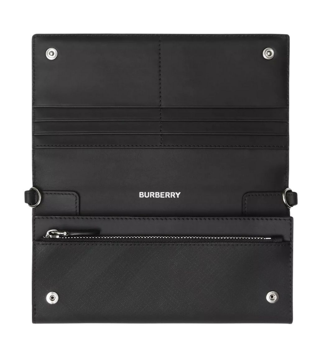 London Check Wallet with Shoulder Detachable Strap - Image 2
