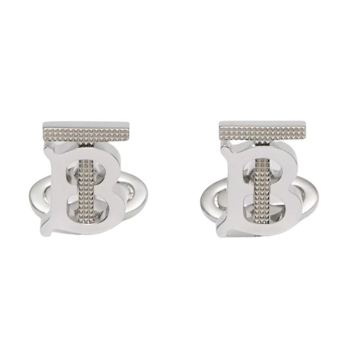 Studded Monogram Motif Palladium-plated Cufflinks