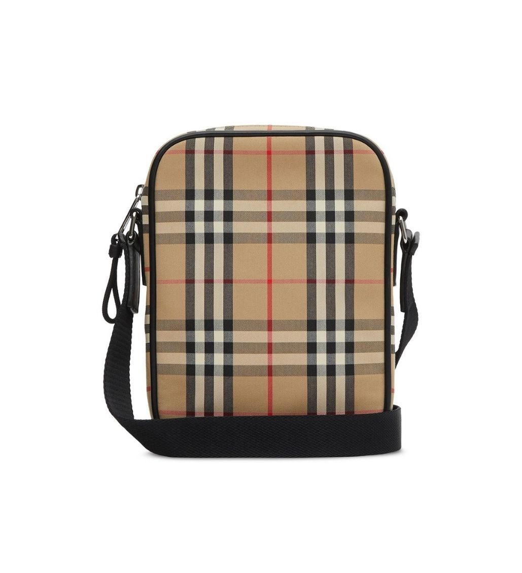 Freddie Vintage Check Beige Messenger Bag - Image 4