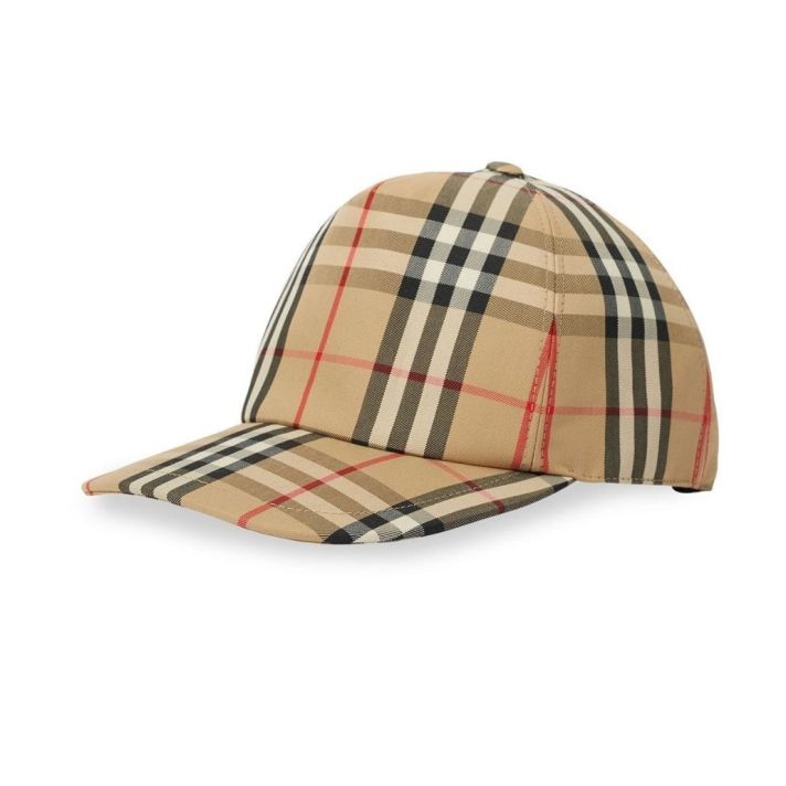 Trucker Beige Checked Baseball Cap