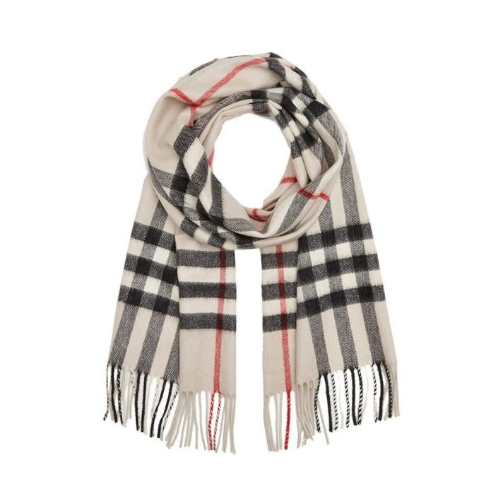 Classic Stone Check Cashmere Scarf