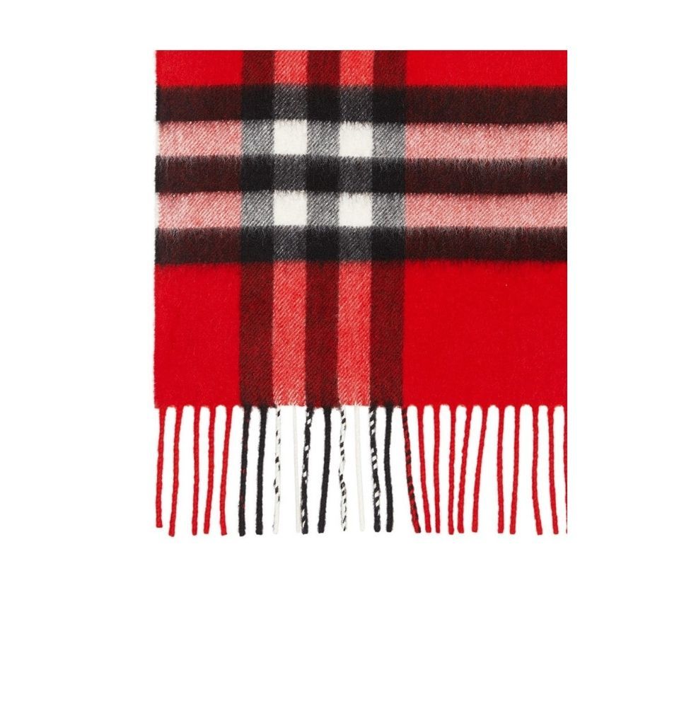 Giant Check Bright Military Red Cashmere Scarf - Image 2
