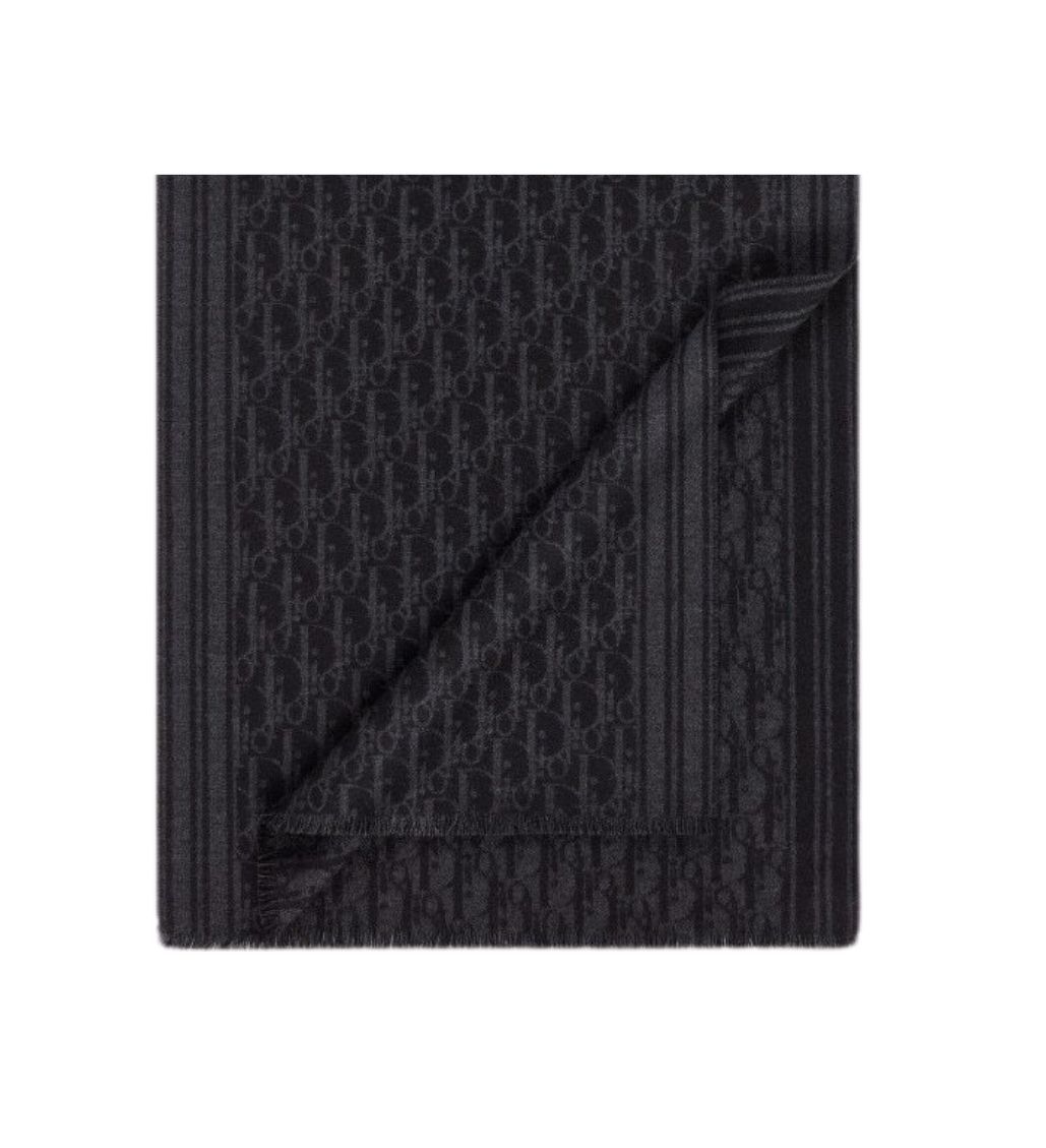 Oblique Pure Cashmere Black Scarf