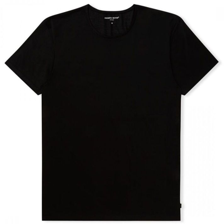 Lewis Double MERCERISED COTTON Black Crew NECK T-SHIRT