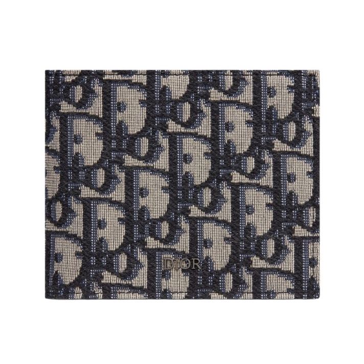 Compact Beige and Black Dior Oblique Jacquard Wallet