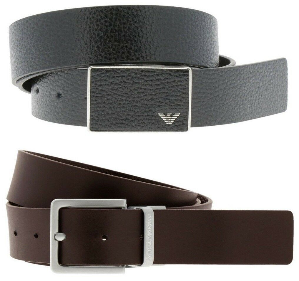 Emporio Armani 2x Buckle Reversible Black / Dark Brown Belt Gift Set Box Y4S225