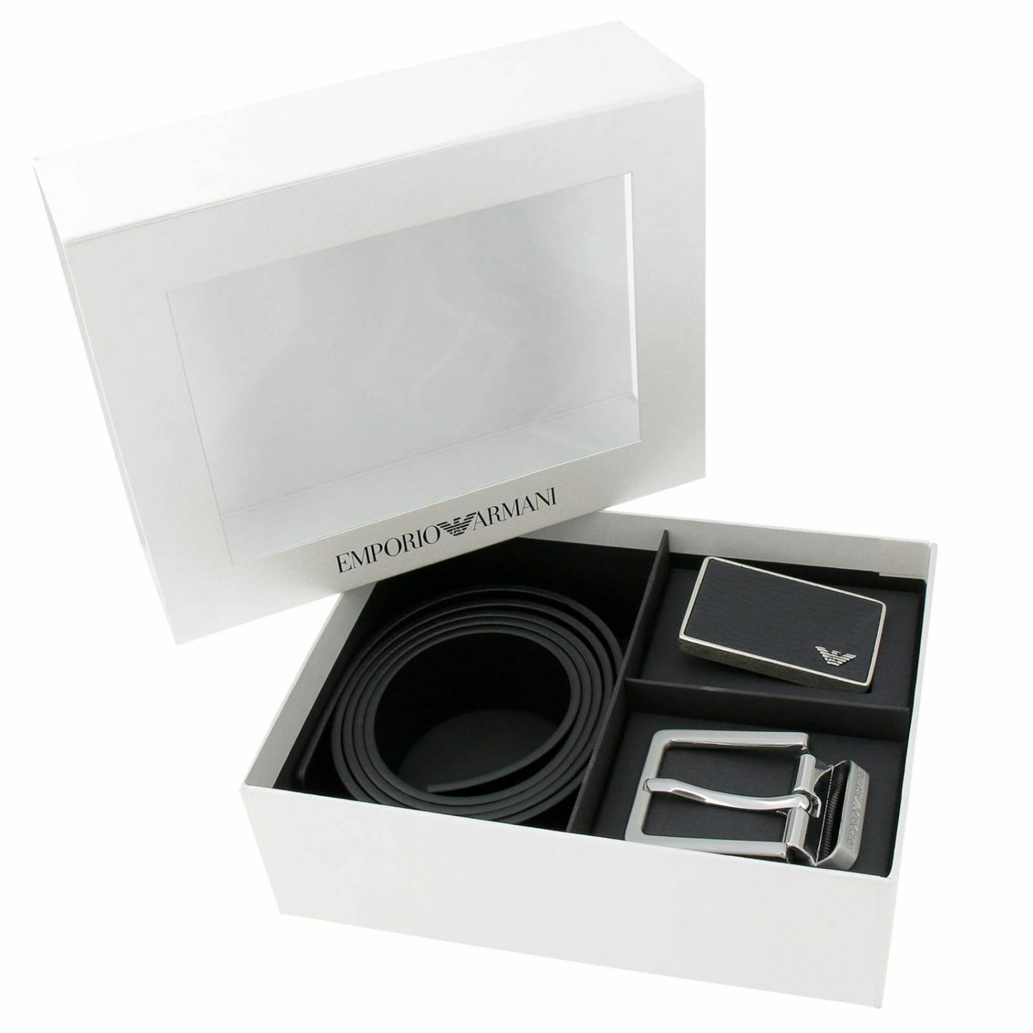 Emporio Armani 2x Buckle Reversible Black / Dark Brown Belt Gift Set Box Y4S225 - Image 2