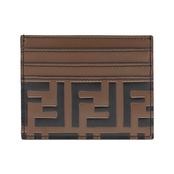 Fendi FF Brown Leather Card Holder