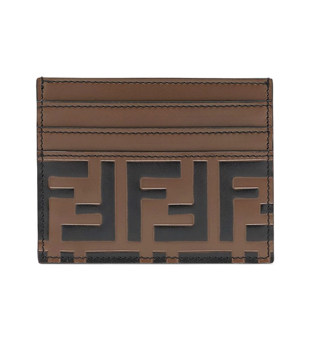 Fendi FF Brown Leather Card Holder