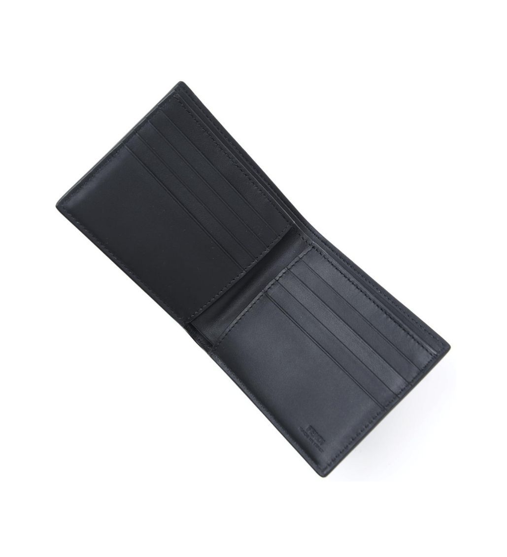 Fendi Black with Brown Signature FF Bi-fold Wallet - Image 2