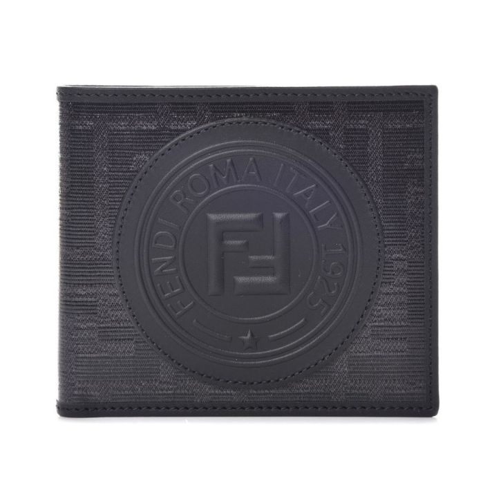Fendi Stamp Applique Black Bi-Fold Wallet