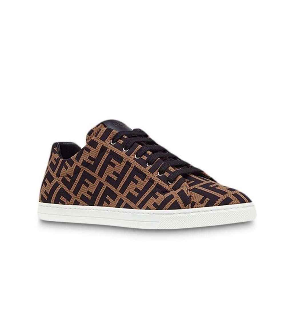 FF Motif Knitted Black/Brown Sneakers - Image 2
