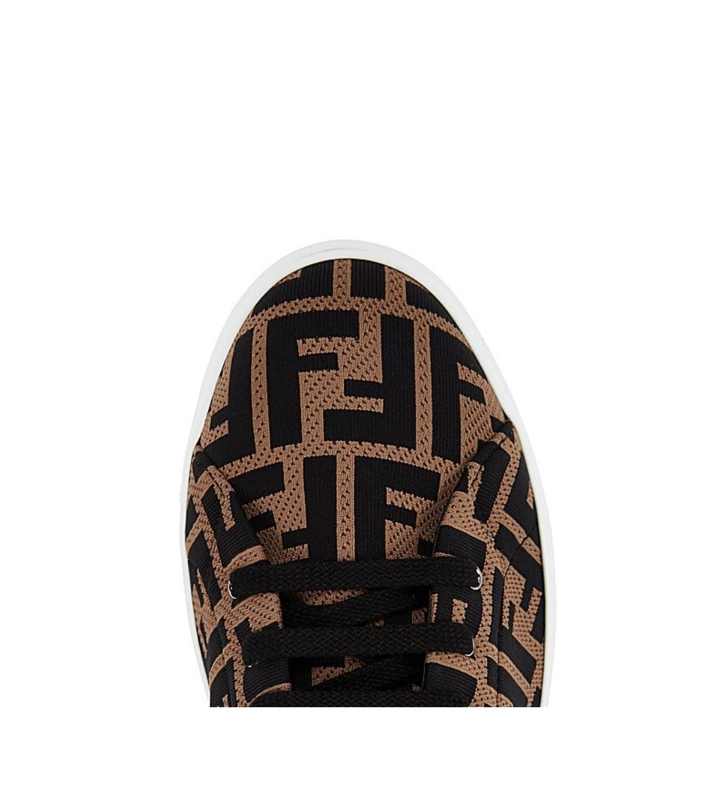 FF Motif Knitted Black/Brown Sneakers - Image 3