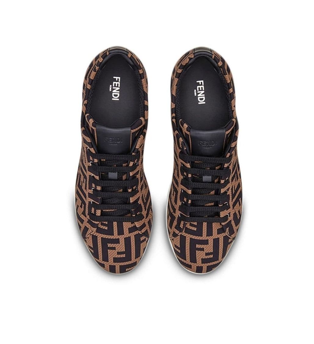 FF Motif Knitted Black/Brown Sneakers - Image 4