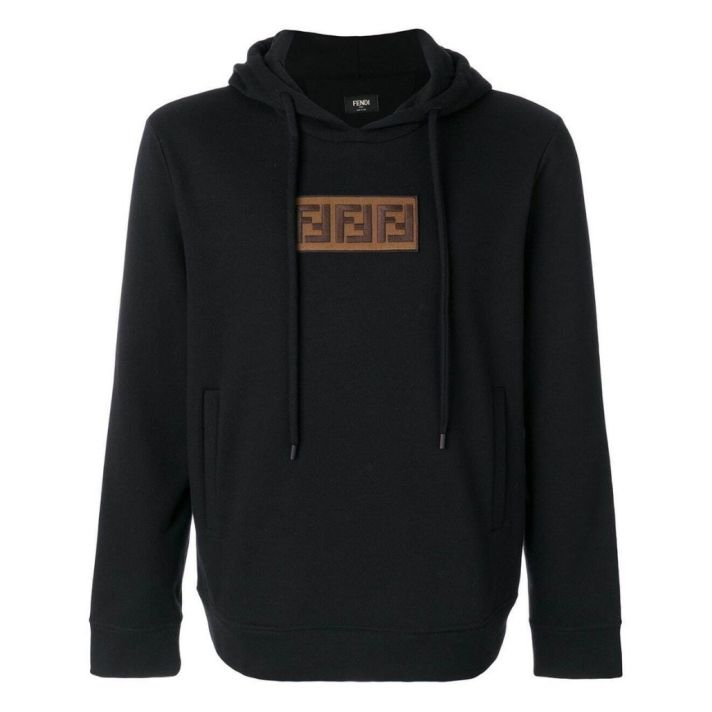 Embroidered FF Logo Black Hoodie