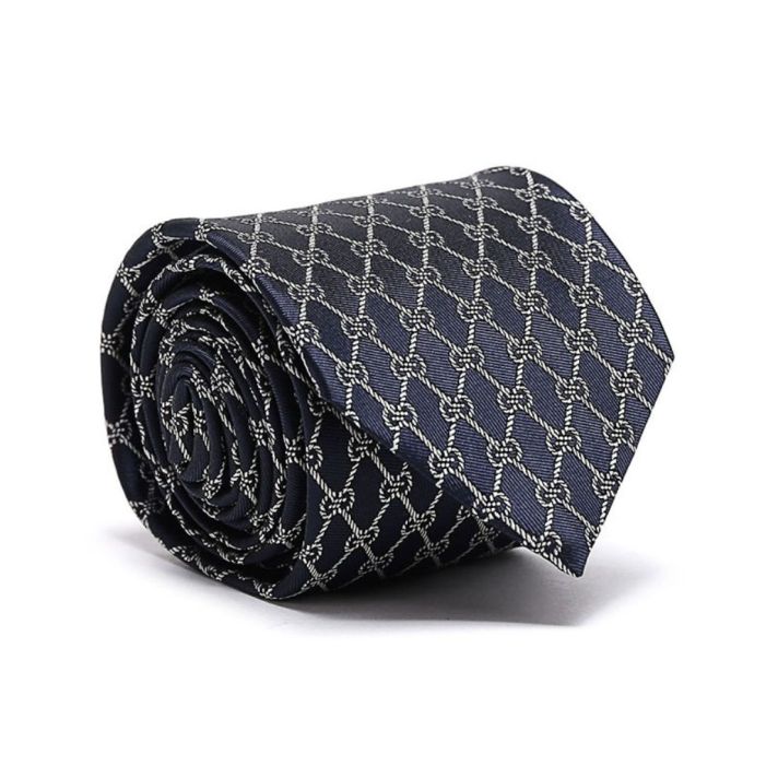 GG Diamond Rhombus Black Silk Tie