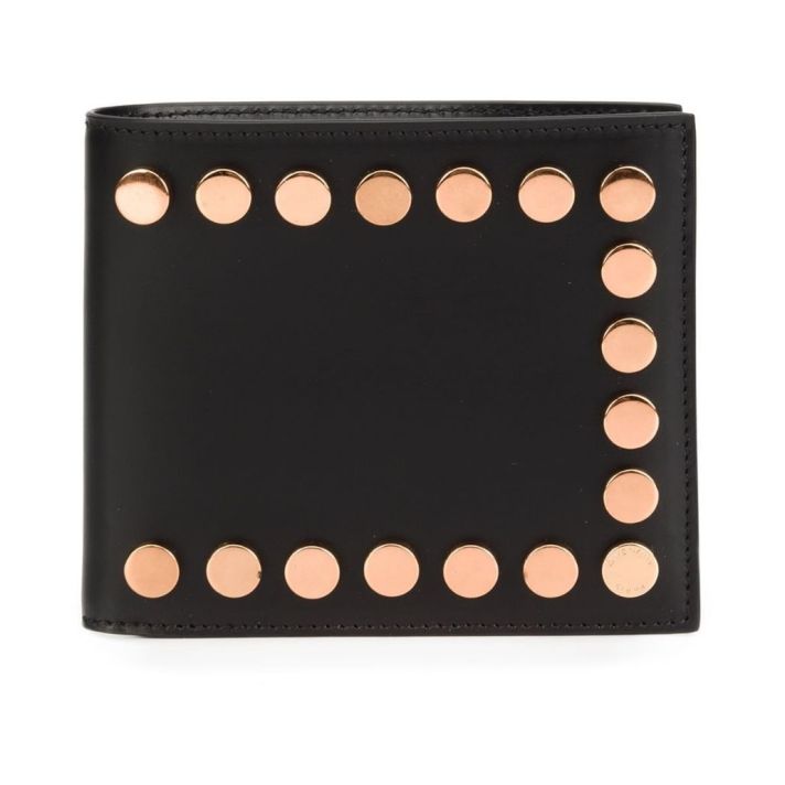 Men's Black Vintage Copper Studded Leather Wallet