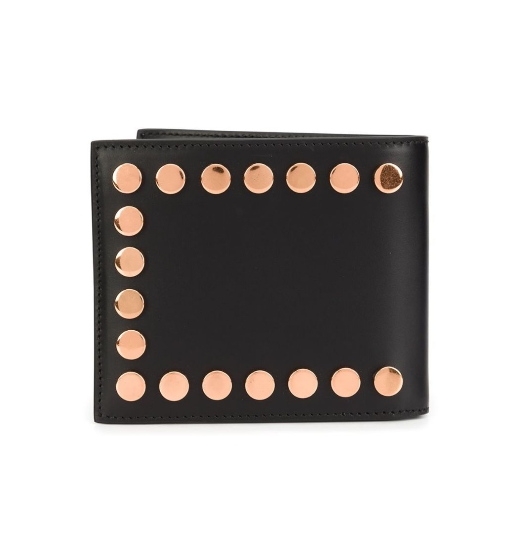 Men's Black Vintage Copper Studded Leather Wallet - Image 2