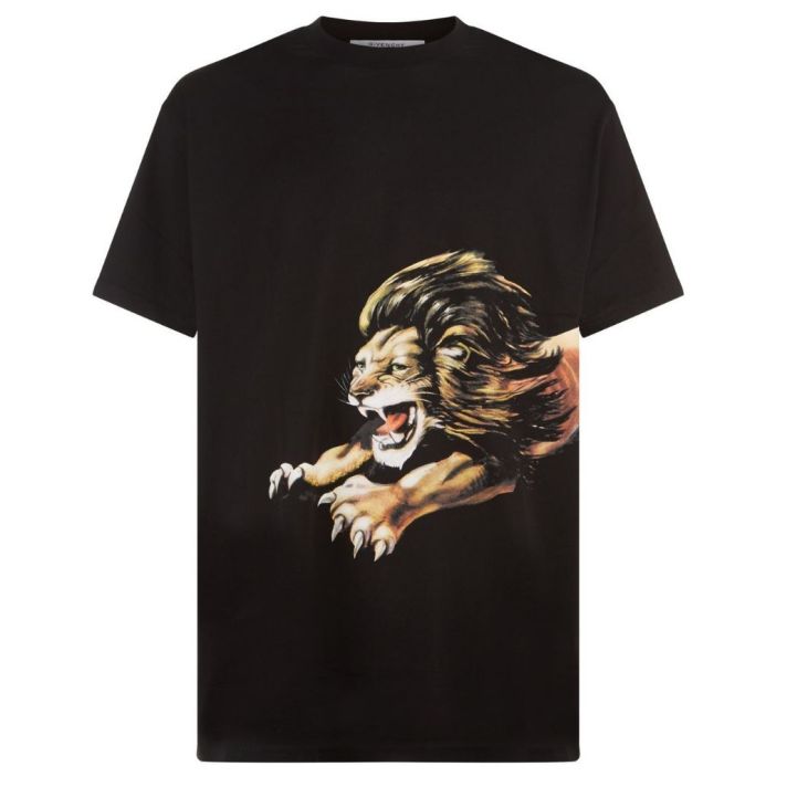 Black Leo Oversized Lion Print T-Shirt