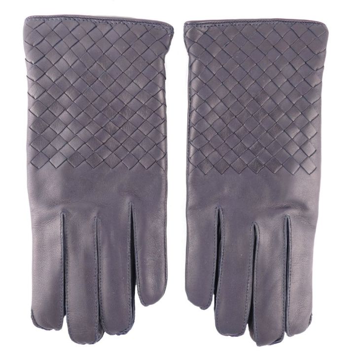 Navy Intrecciato Gloves