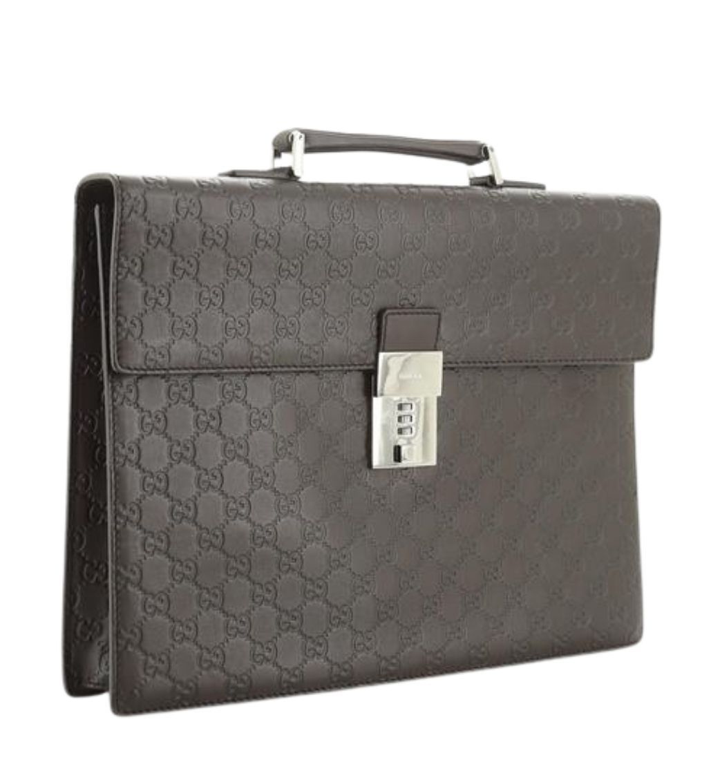 Guccissima Combination Lock Brown Leather Briefcase - Image 2