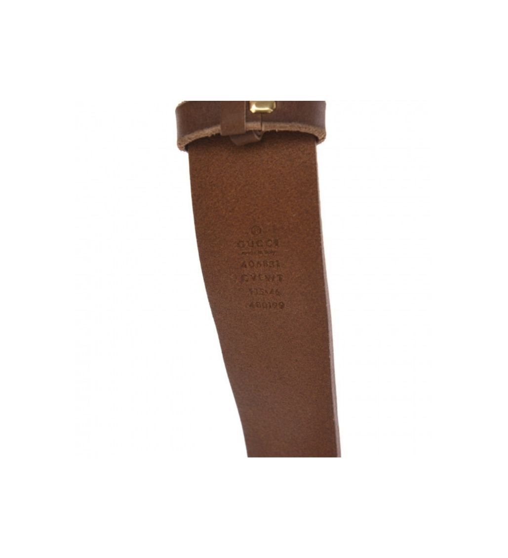 Faded Calfskin Double G Embroidered Brown Belt - Image 5