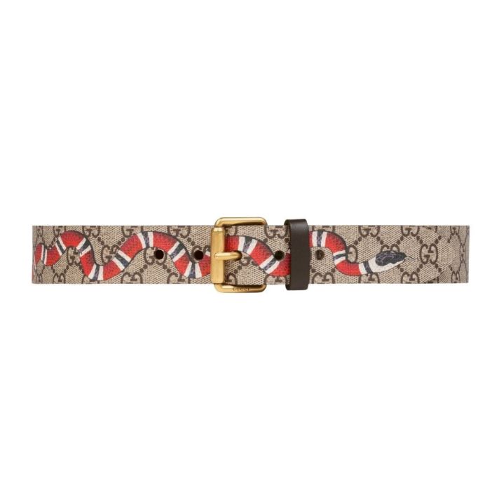 Gucci GG Supreme belt with Kingsnake print