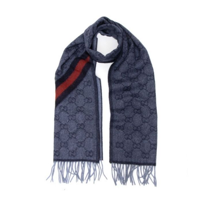 New Nikky Wool Alpaca Monogram Web Blue Scarf