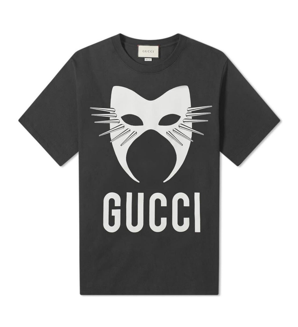 Spike Mask Print Oversize Black T-shirt