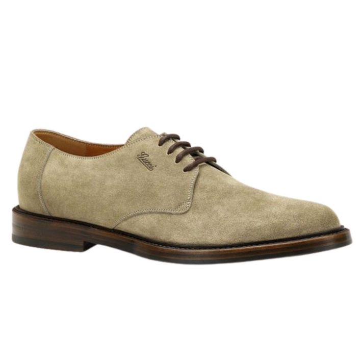 Beige/Brown Suede Leather Lace-up Shoes