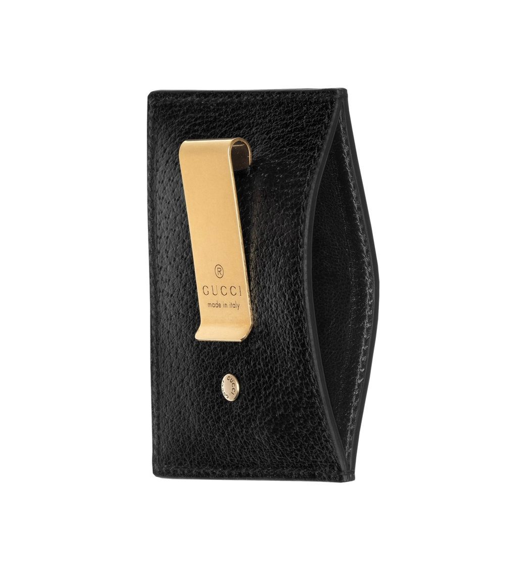 Black Leather Card Holder & Money Clip Wallet - Image 3