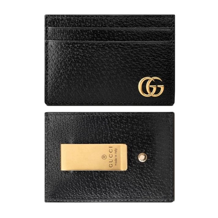 Black Leather Card Holder & Money Clip Wallet