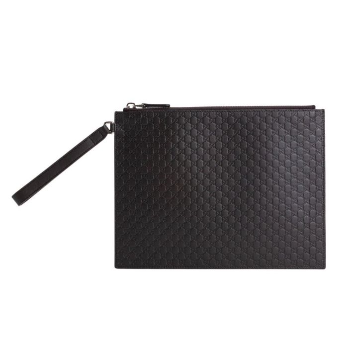 Micro GG Leather Brown Wristlet Clutch
