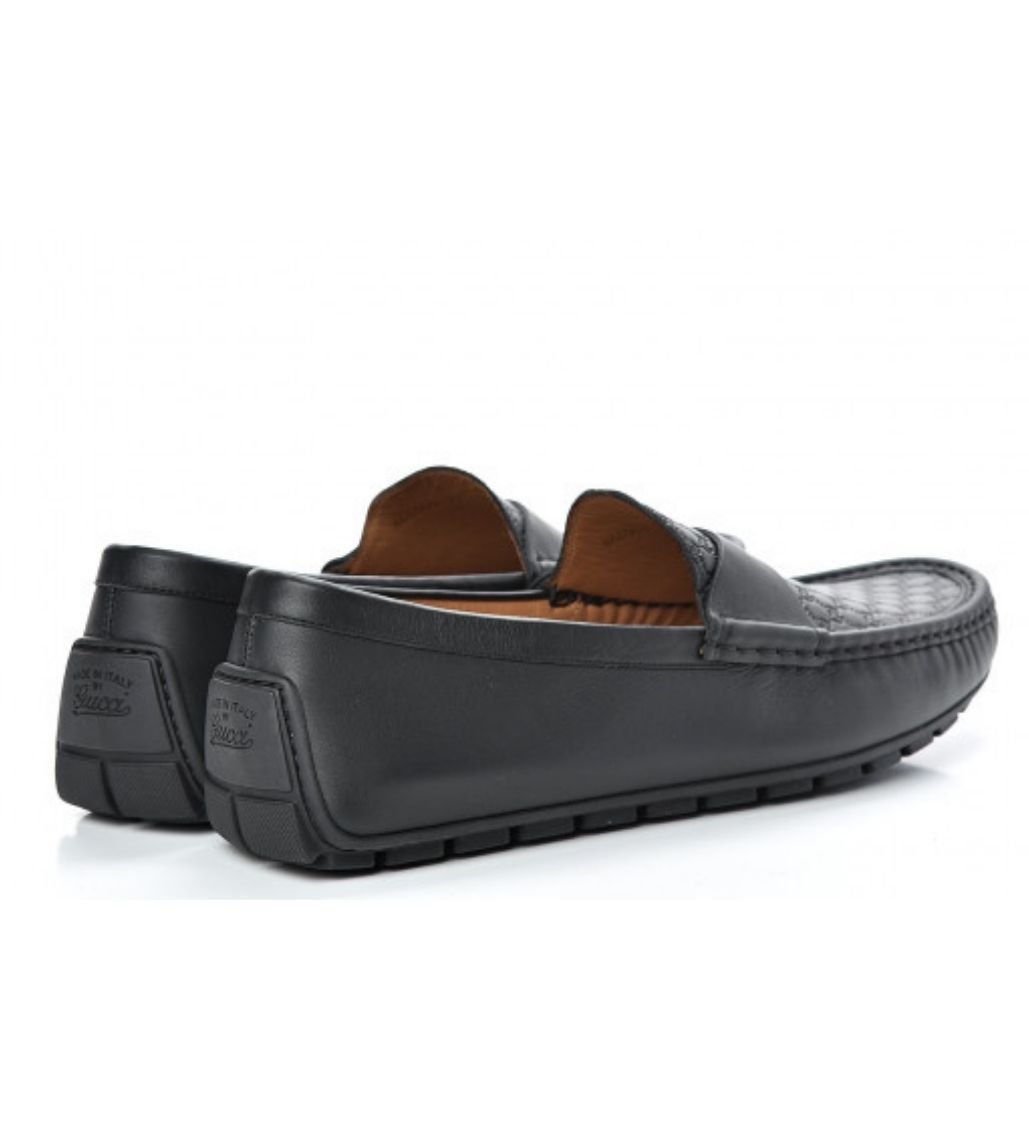 Microguccissima Calfskin Black Driver Loafers - Image 6
