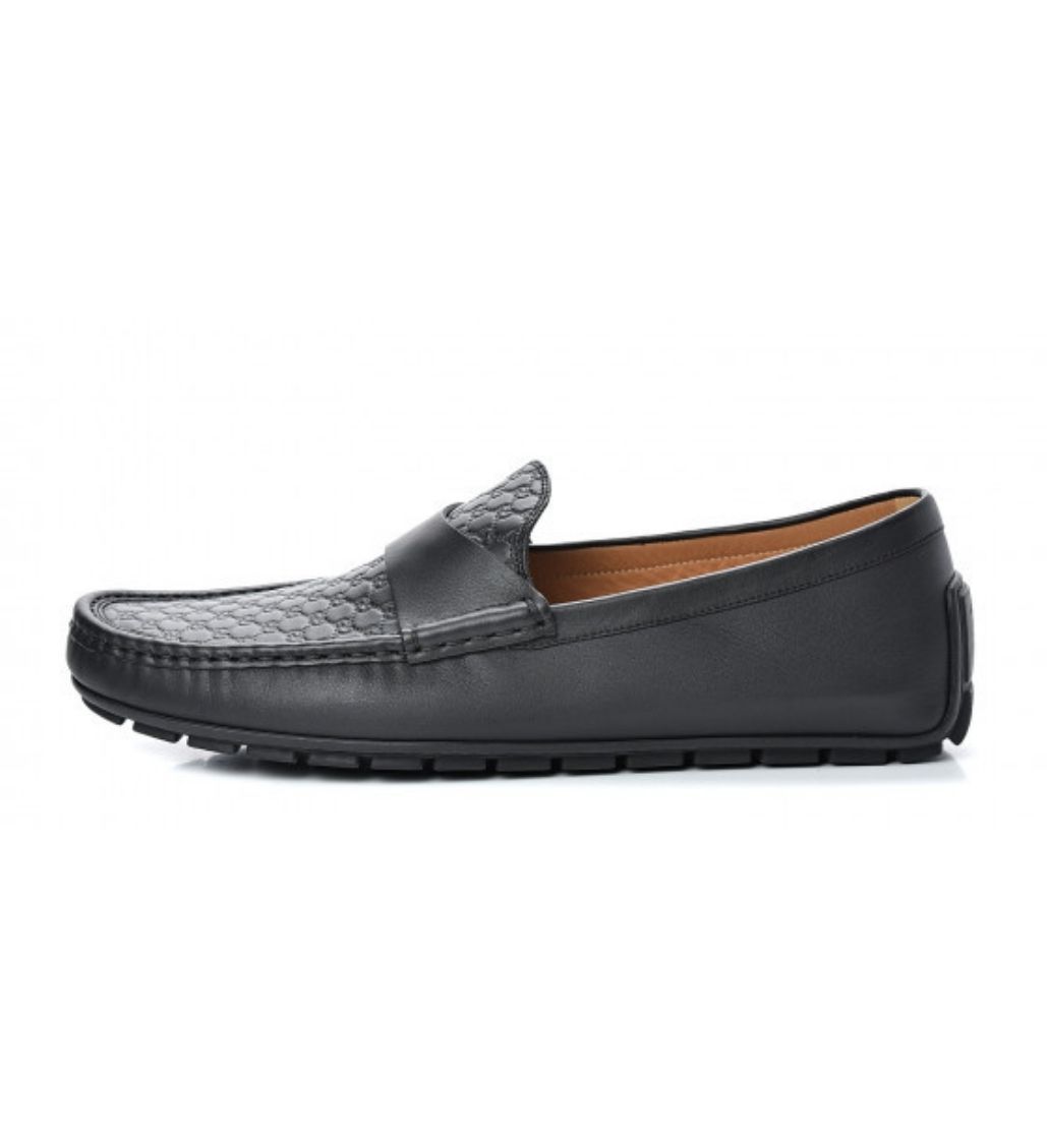 Microguccissima Calfskin Black Driver Loafers - Image 2