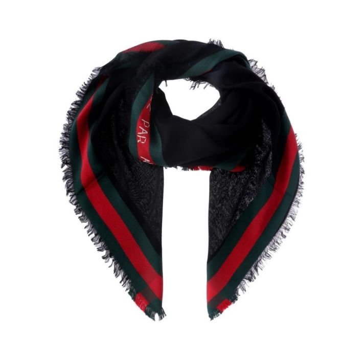 Shemen Bee Silk Black Scarf