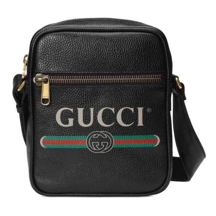 Signature Logo Print Black Messenger Cross Body Bag