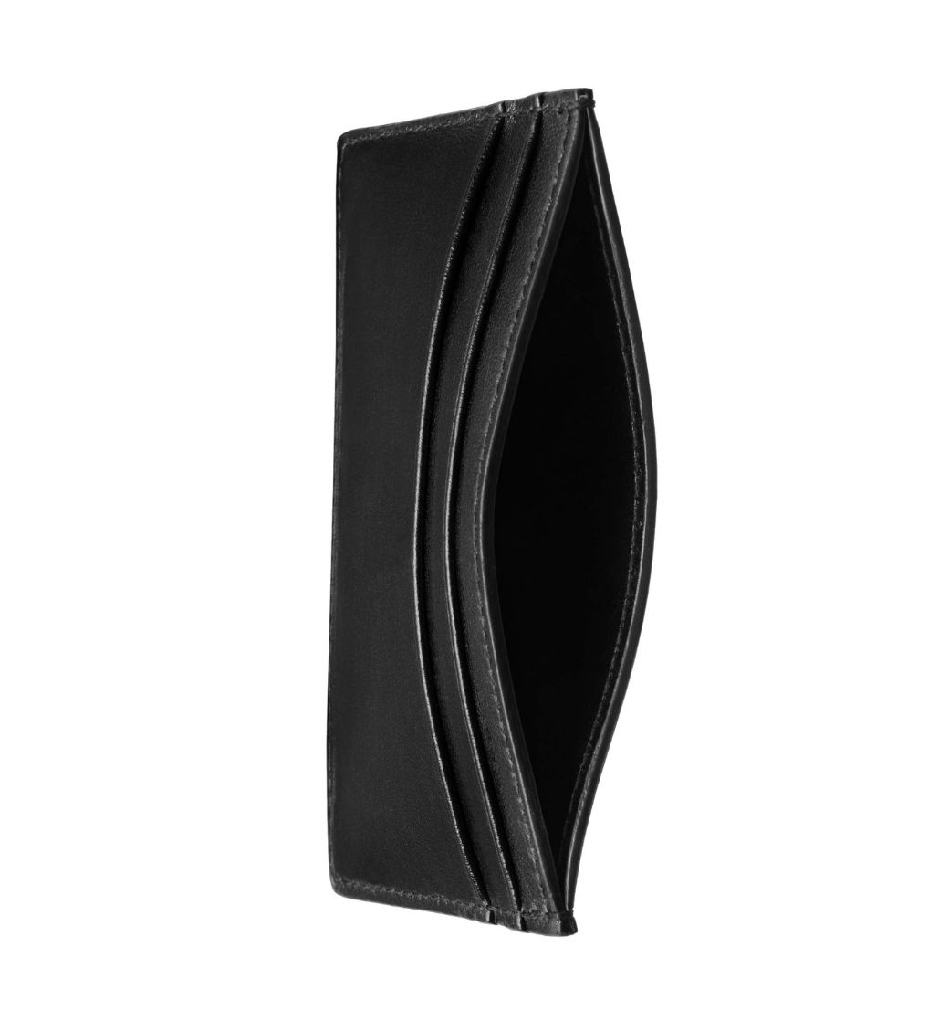 Black Leather Gold Logo Card Holder Wallet - Image 2