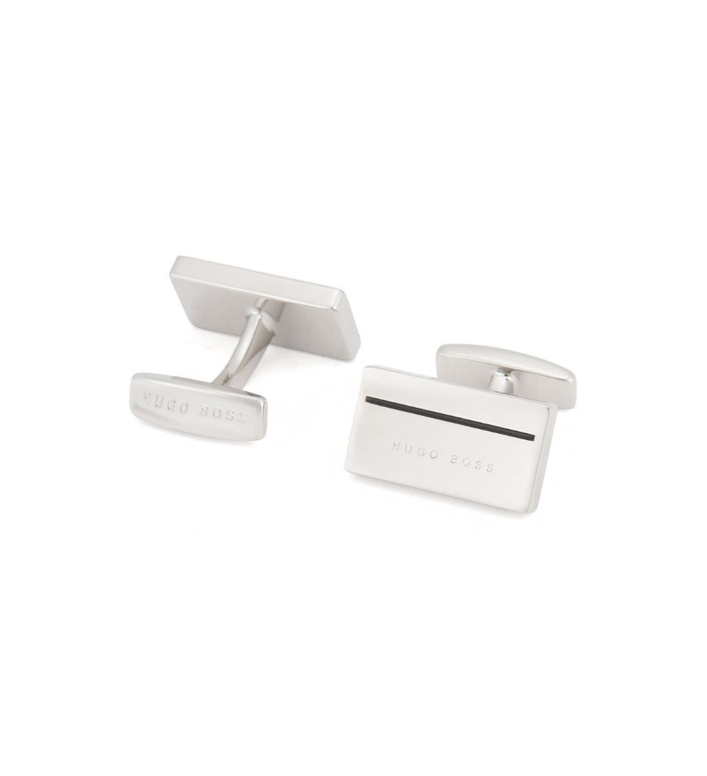 Hugo Boss Mainline Cam Rectangular Black enamel detail cufflinks - Image 2
