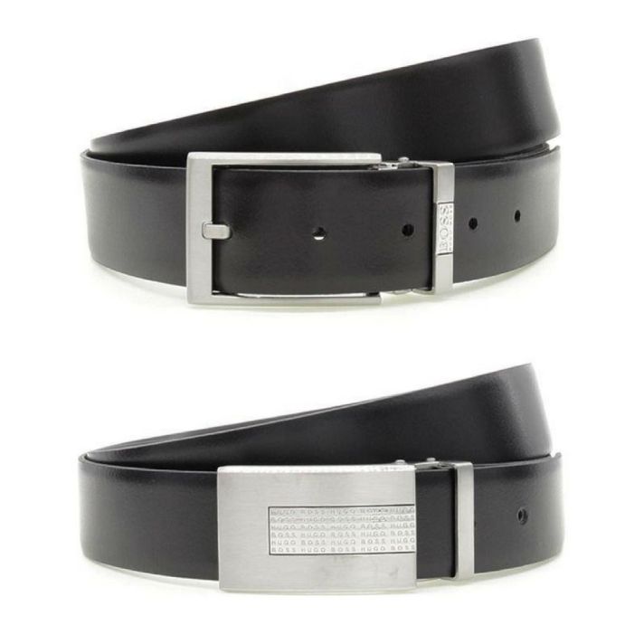 Hugo Boss Gigy 2 x Buckle Black Leather Reversible Belt